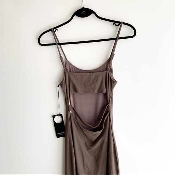 Revolve Privacy Please Elliot Midi Slip Dress Green Cut out Open Back Size Small - Picture 14 of 17